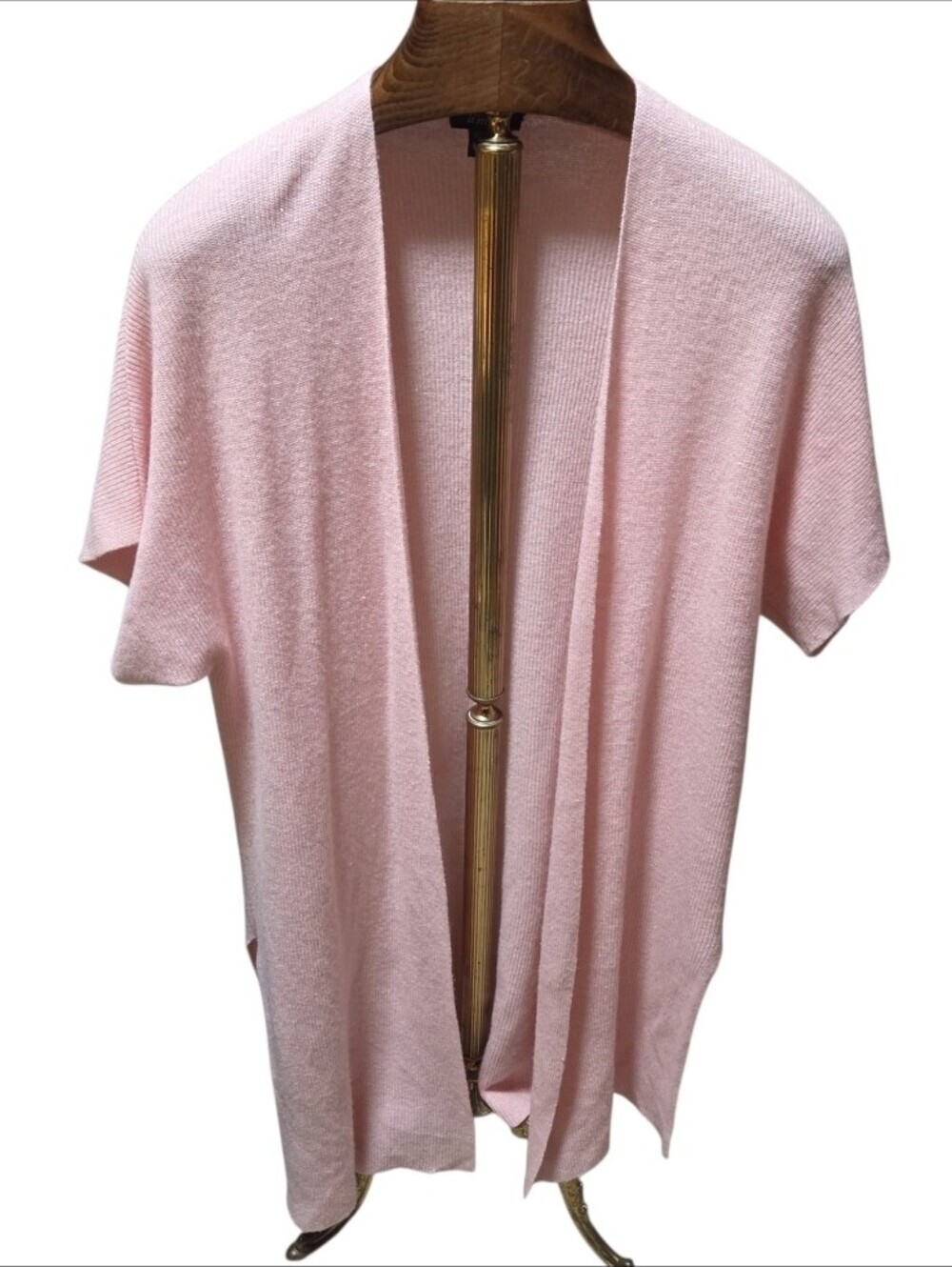 Pure Amici Light Pink Open-Front Knit Cardigan Cashmere Linen Oversized Small